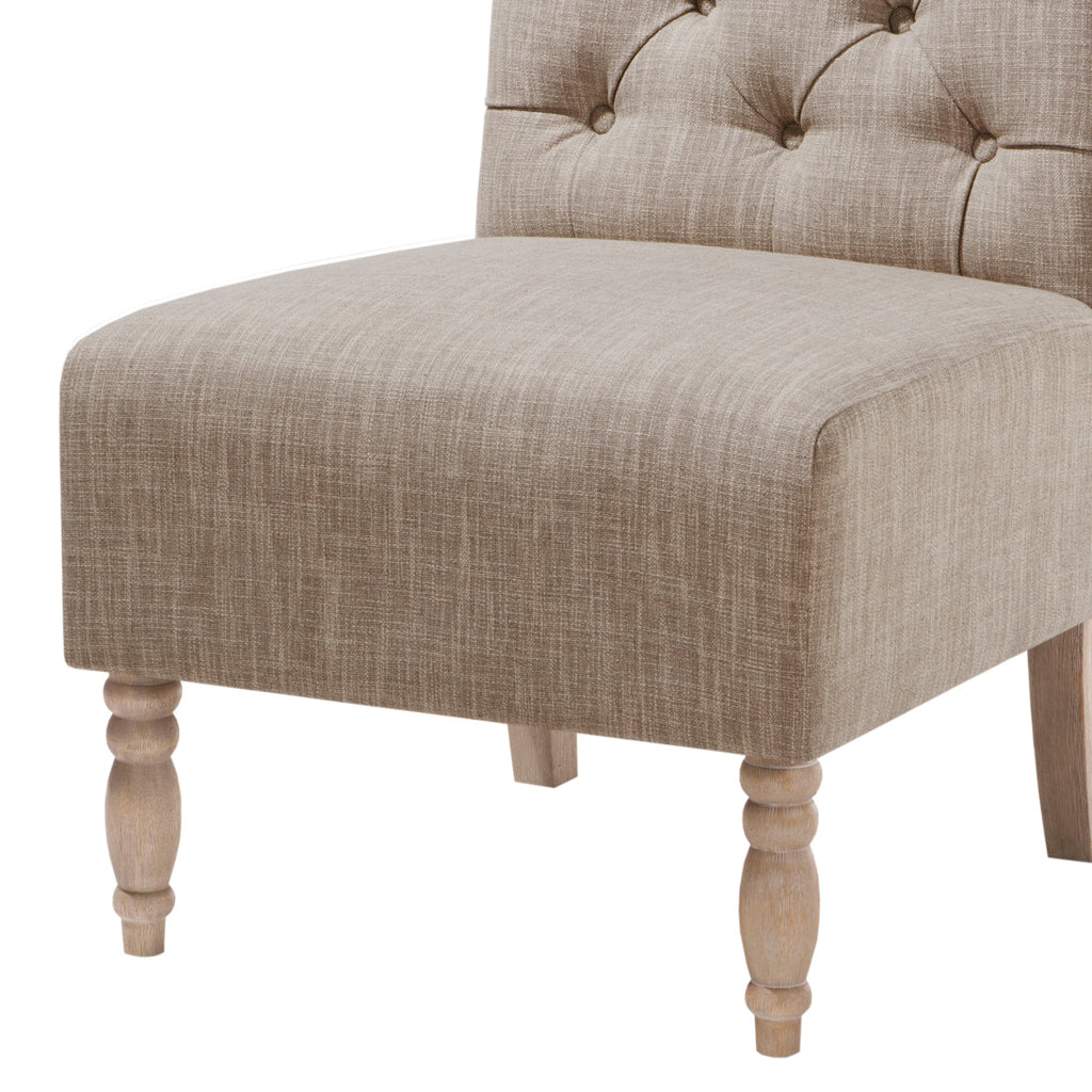 Tufted Armless Chair Beige Polyester