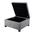 Soft Close Storage Ottoman Charcoal Polyester