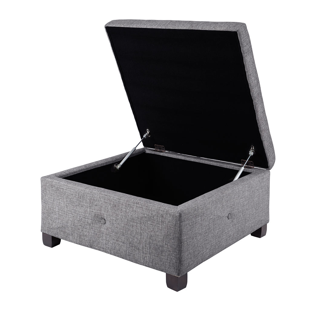 Soft Close Storage Ottoman Charcoal Polyester