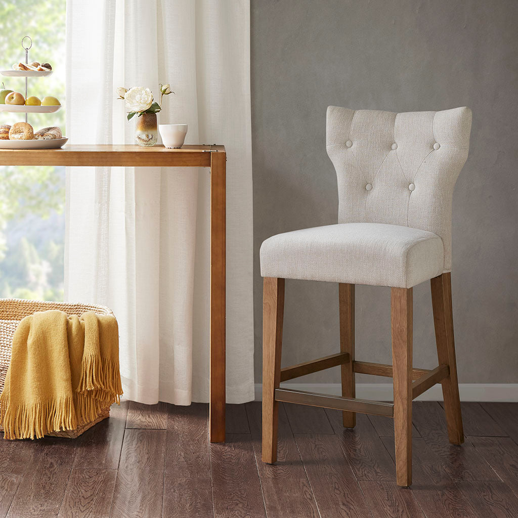 Tufted Back Counter Stool Cream Polyester