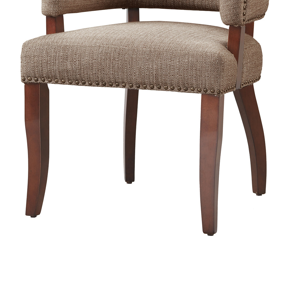 Arm Dining Chair Brown Polyester