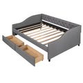 Upholstered Daybed With Two Drawers, Wood Slat Support, Gray, Full Size Old Sku :Lp001111Aae Gray Solid Wood