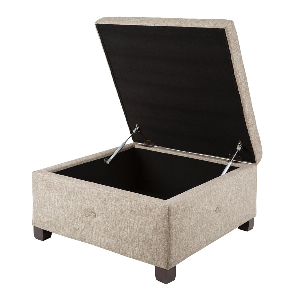 Soft Close Storage Ottoman Sand Polyester