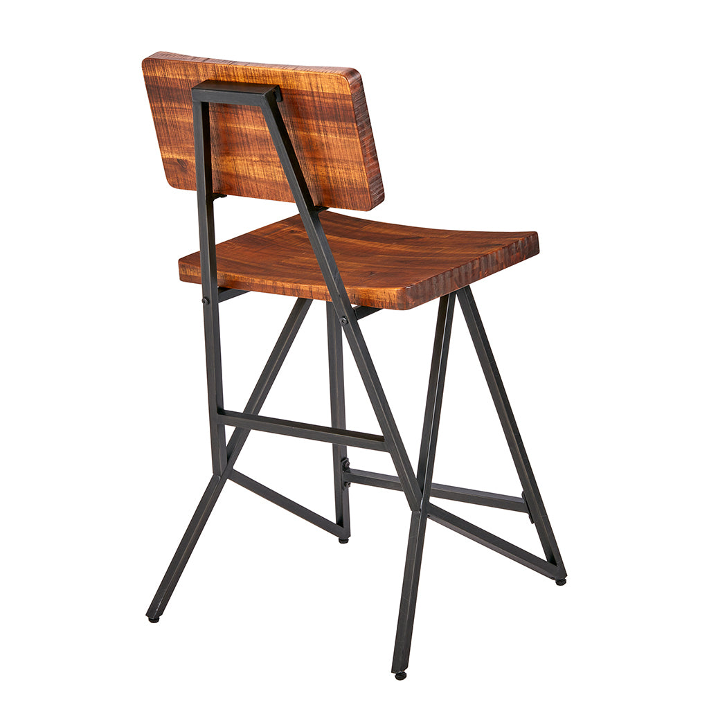 Trestle Counter Stool Reclaimed Brown Gun Metal Wood