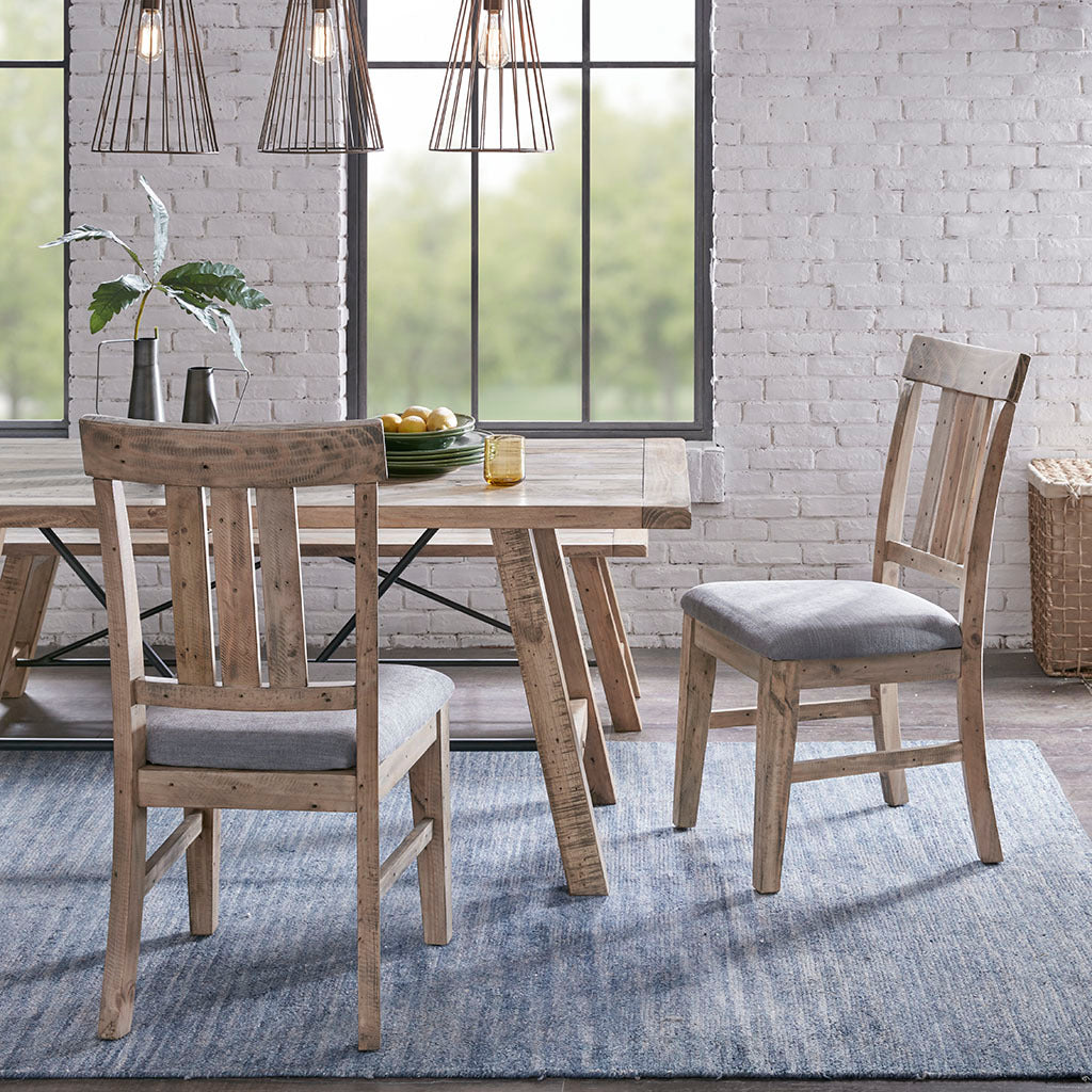 Dining Side Chair Set Of 2Pcs Natural Grey Polyester