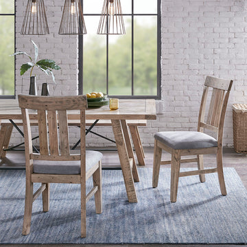 Dining Side Chair Set Of 2Pcs Natural Grey Polyester