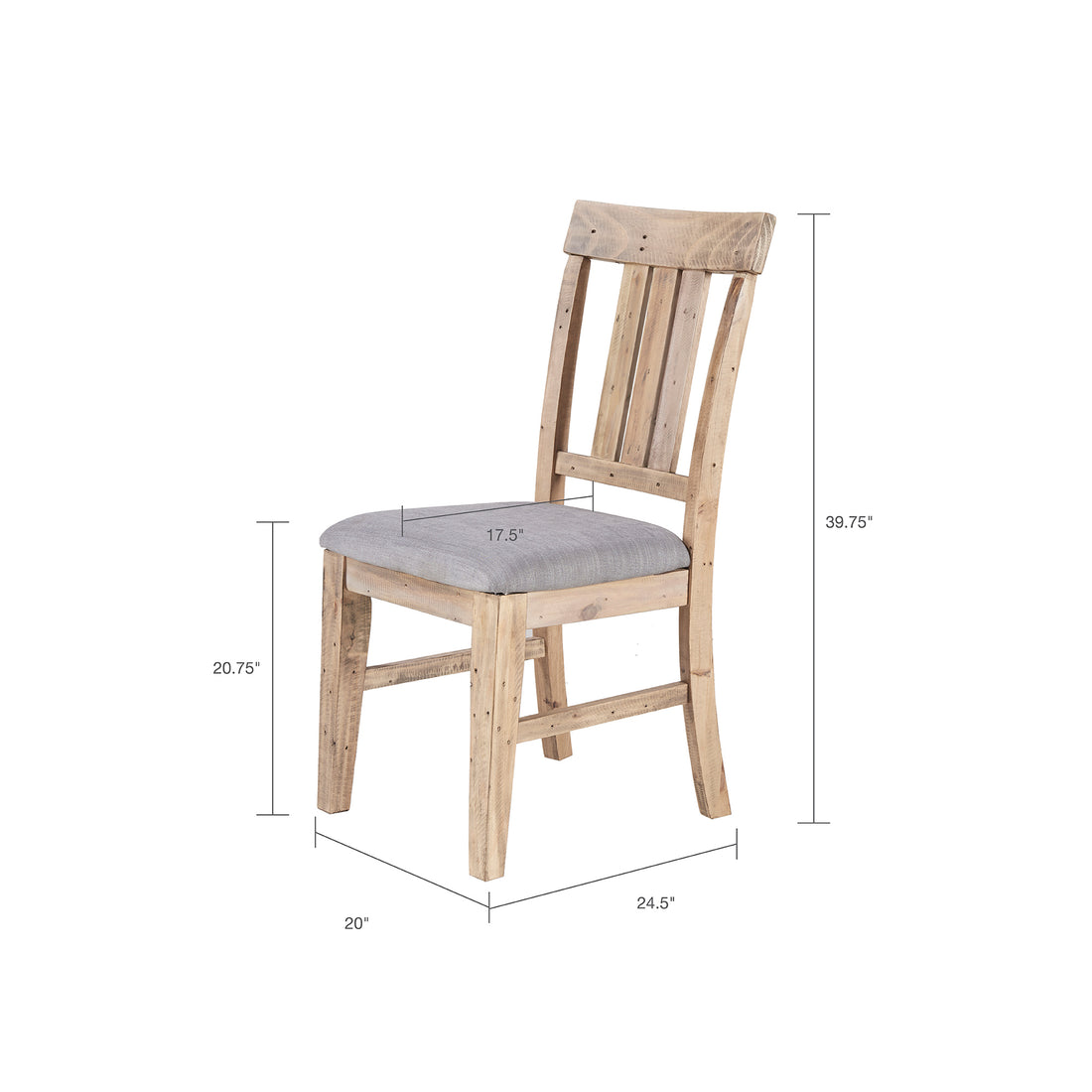 Dining Side Chair Set Of 2Pcs Natural Grey Polyester