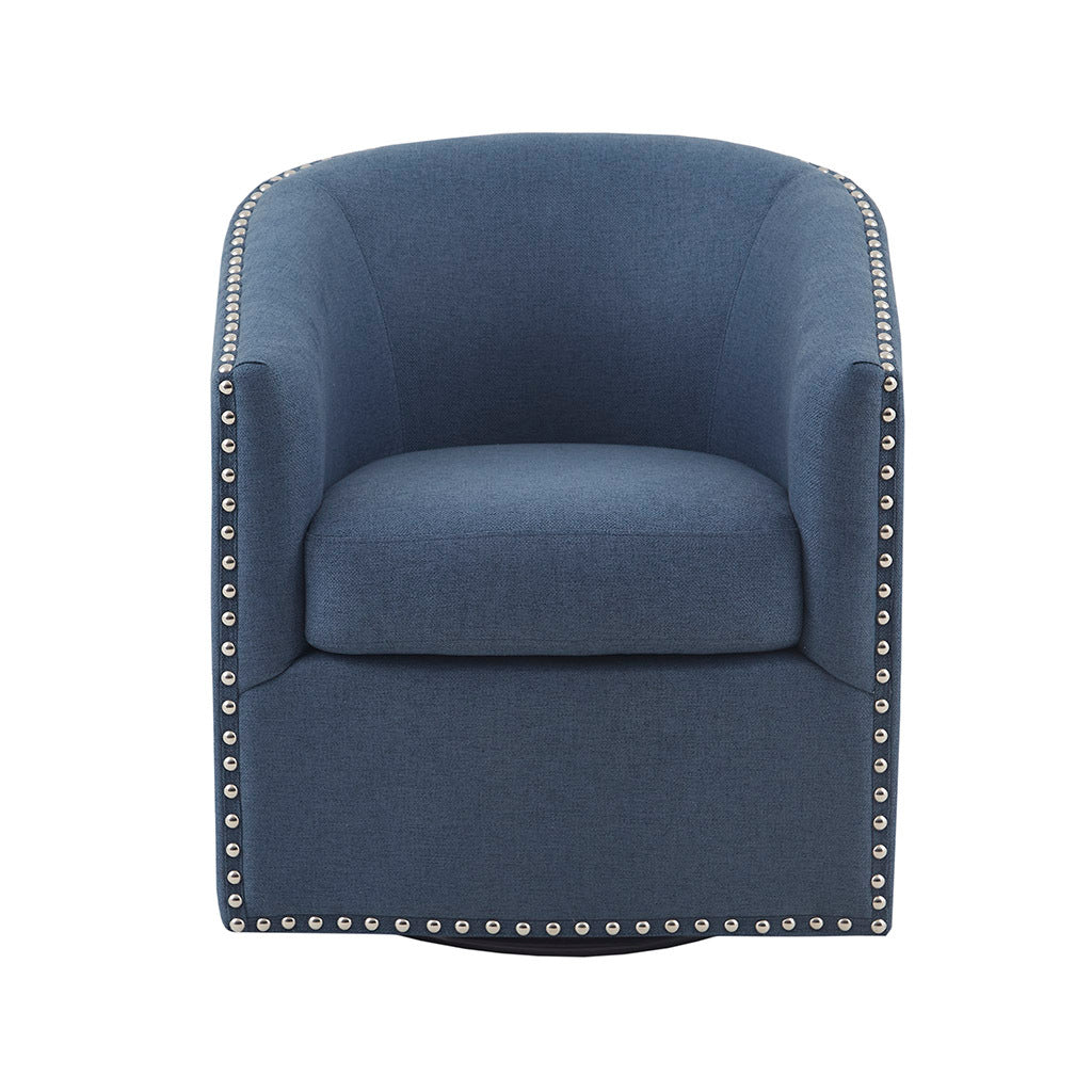 Tyler Swivel Chair Blue Solid Wood