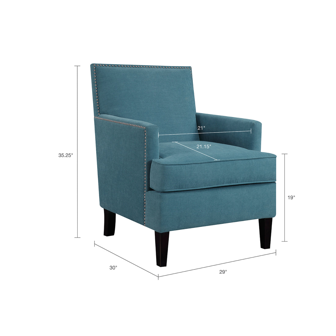 Track Arm Club Chair Blue Polyester