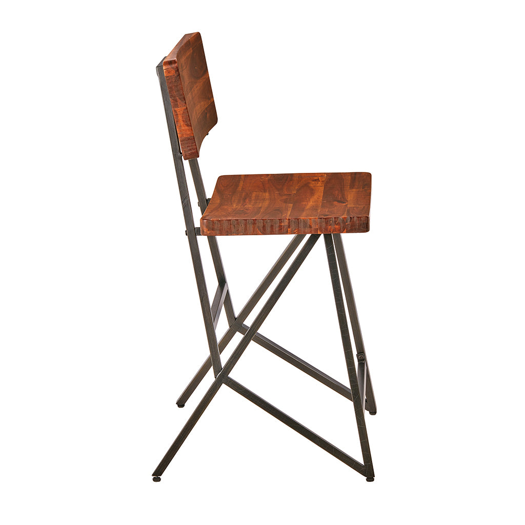 Trestle Counter Stool Reclaimed Brown Gun Metal Wood