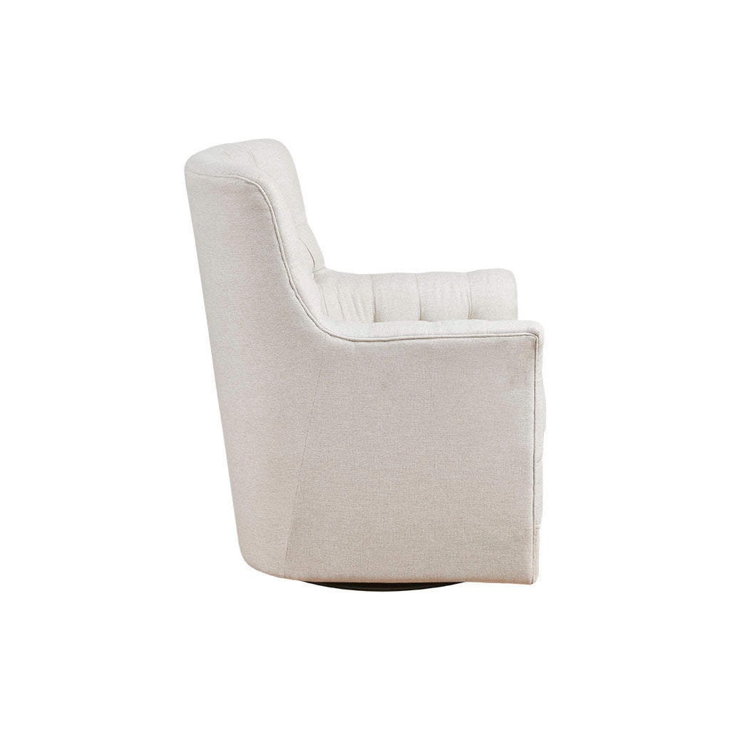 Mathis Swivel Glider Chair Beige Solid Wood