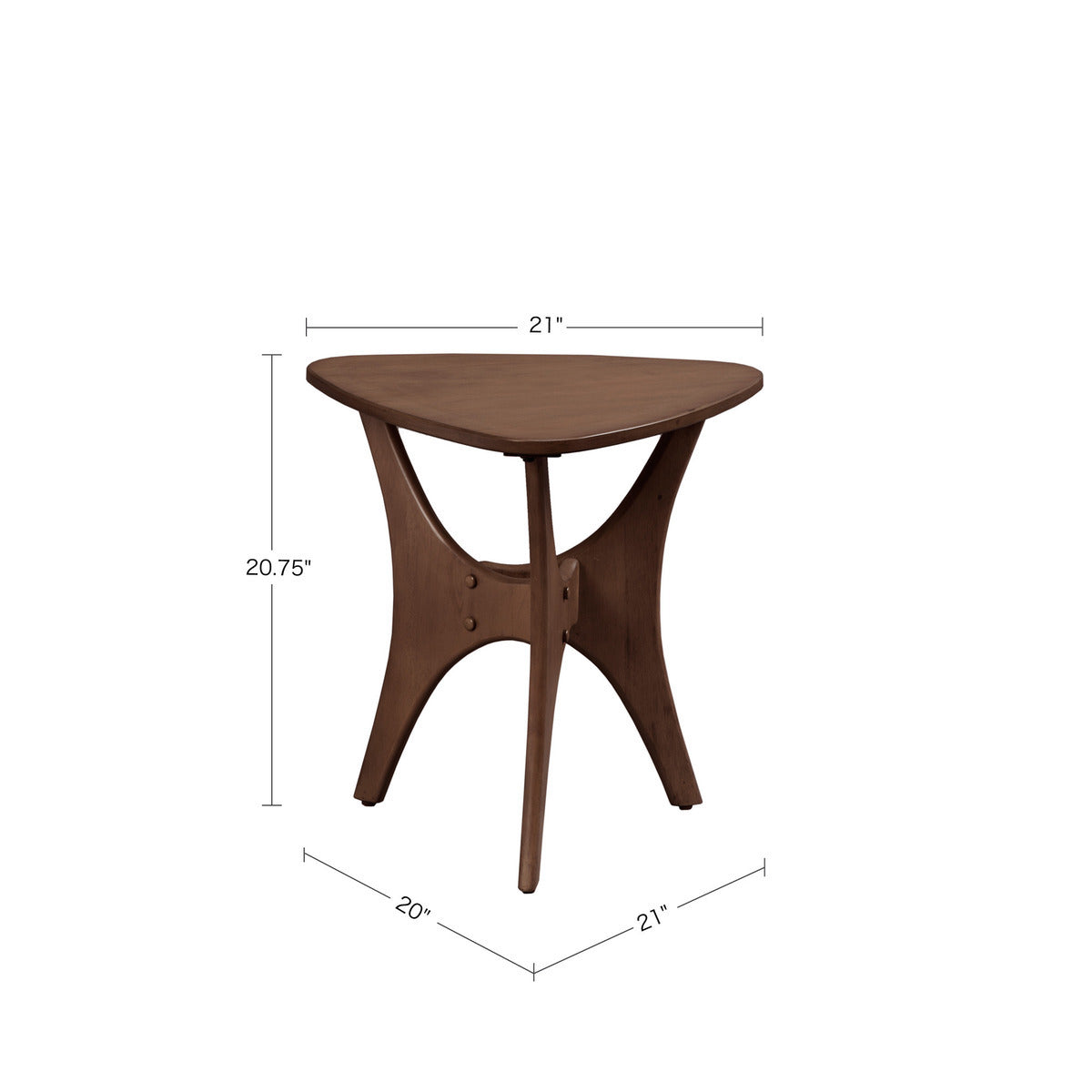 Triangle Wood Side Table Brown Wood