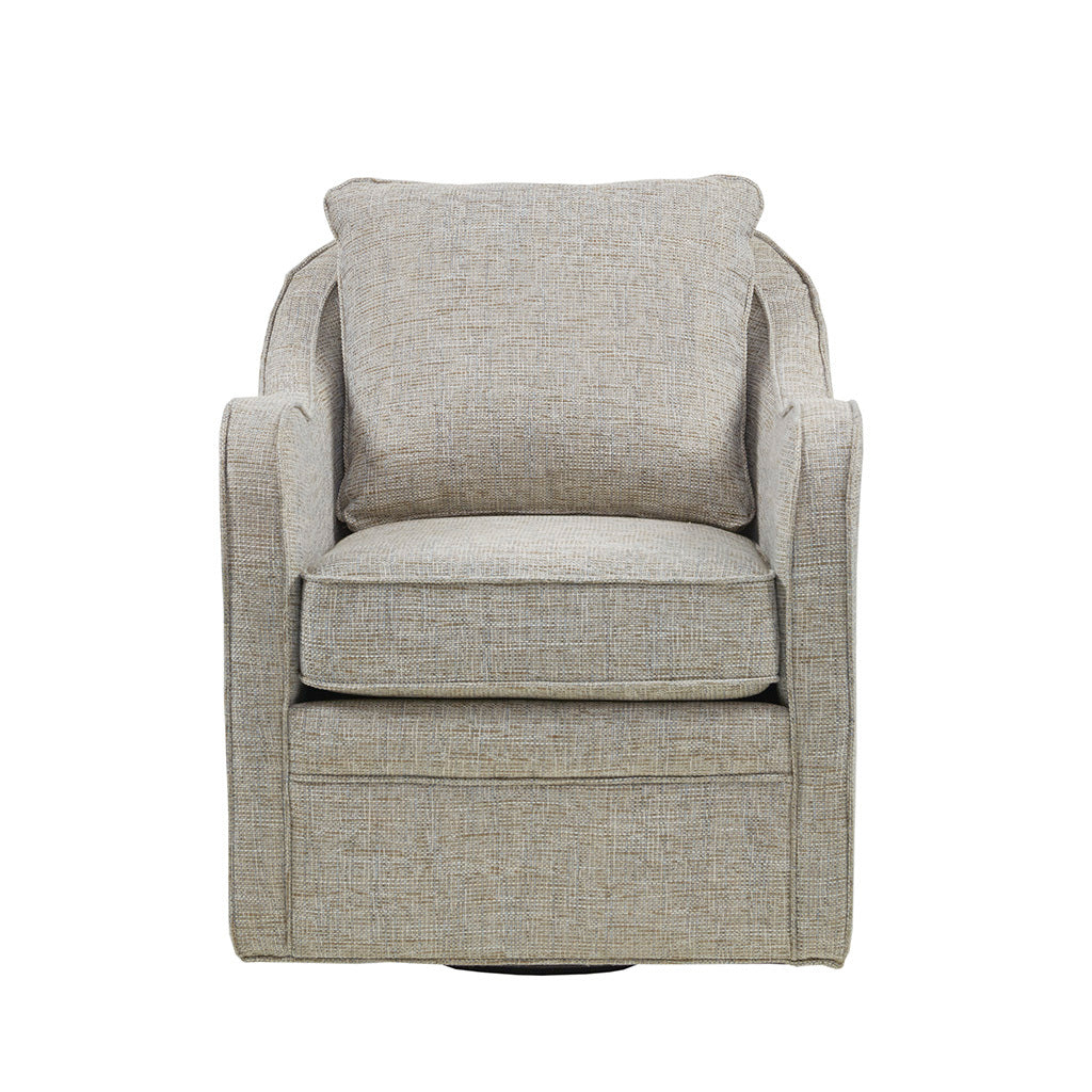 Brianne Wide Seat Swivel Arm Chair Grey Solid Wood