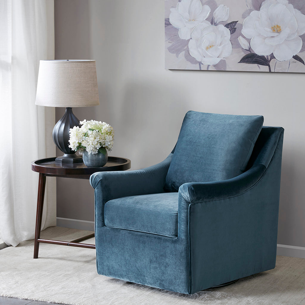 Deanna Swivel Chair Blue Solid Wood