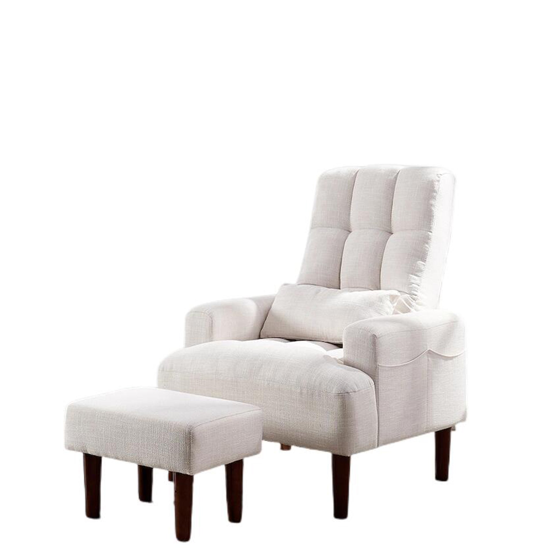 Redde Boo Brand Modern Design Living Room Cream White Recliner Soft Cozy Sofa Chair With Ottoman Cream White Foam Fabric