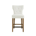 Tufted Back Counter Stool Cream Polyester