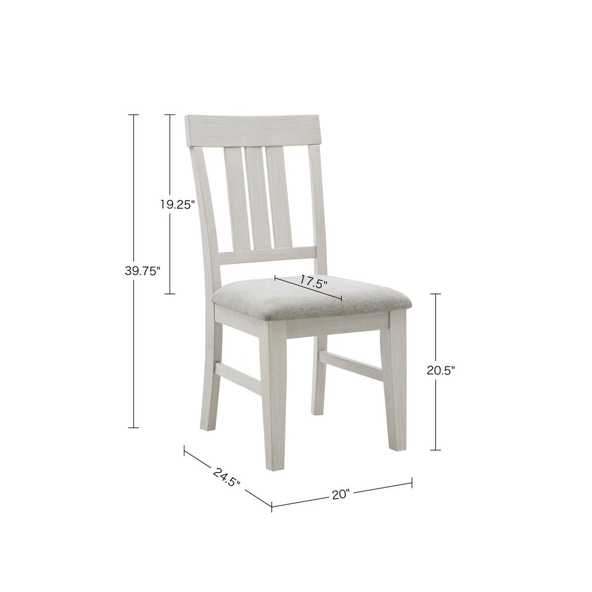 Dining Side Chair Set Of 2Pcs Reclaimed White Polyester