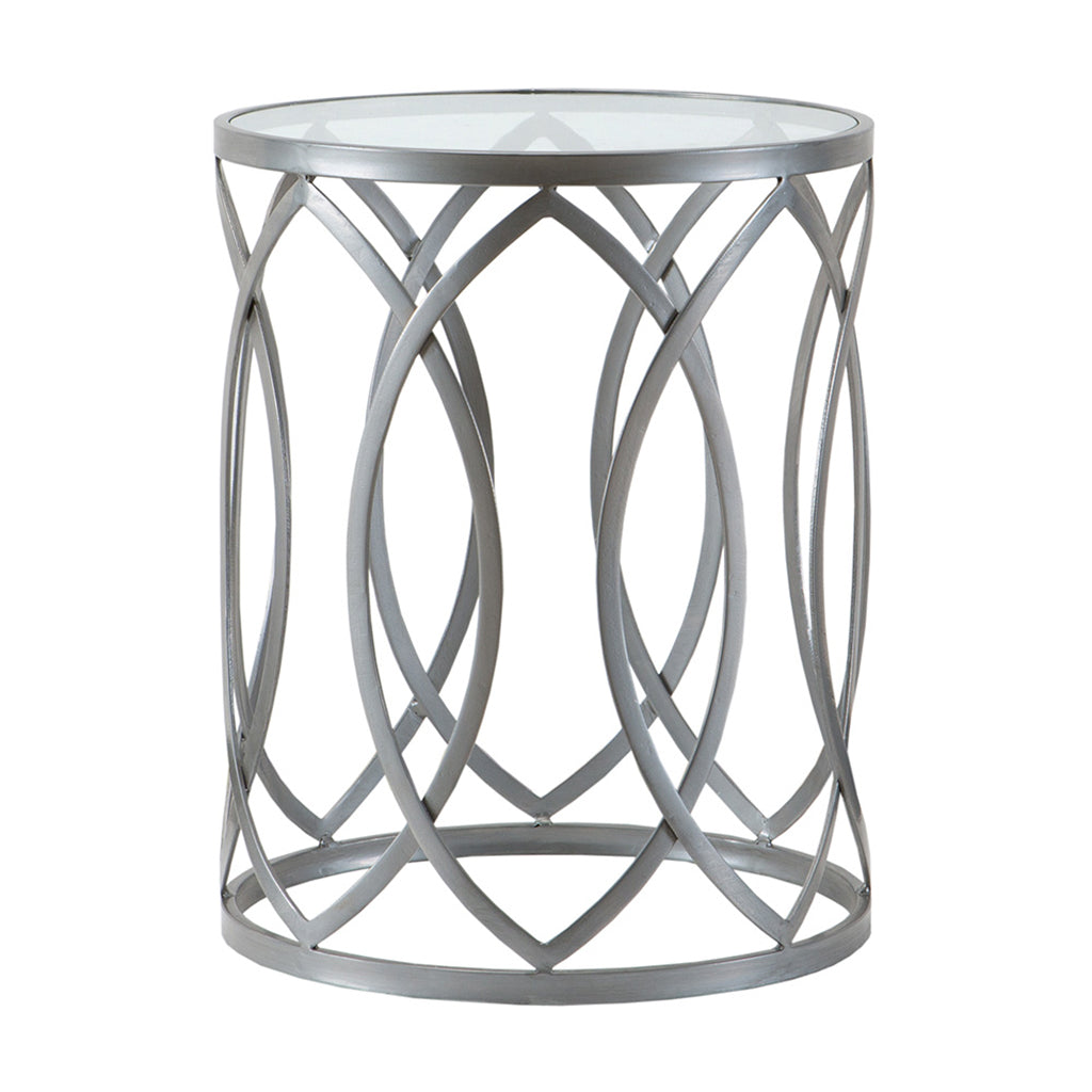 Arlo Metal Eyelet Accent Table Grey Metal