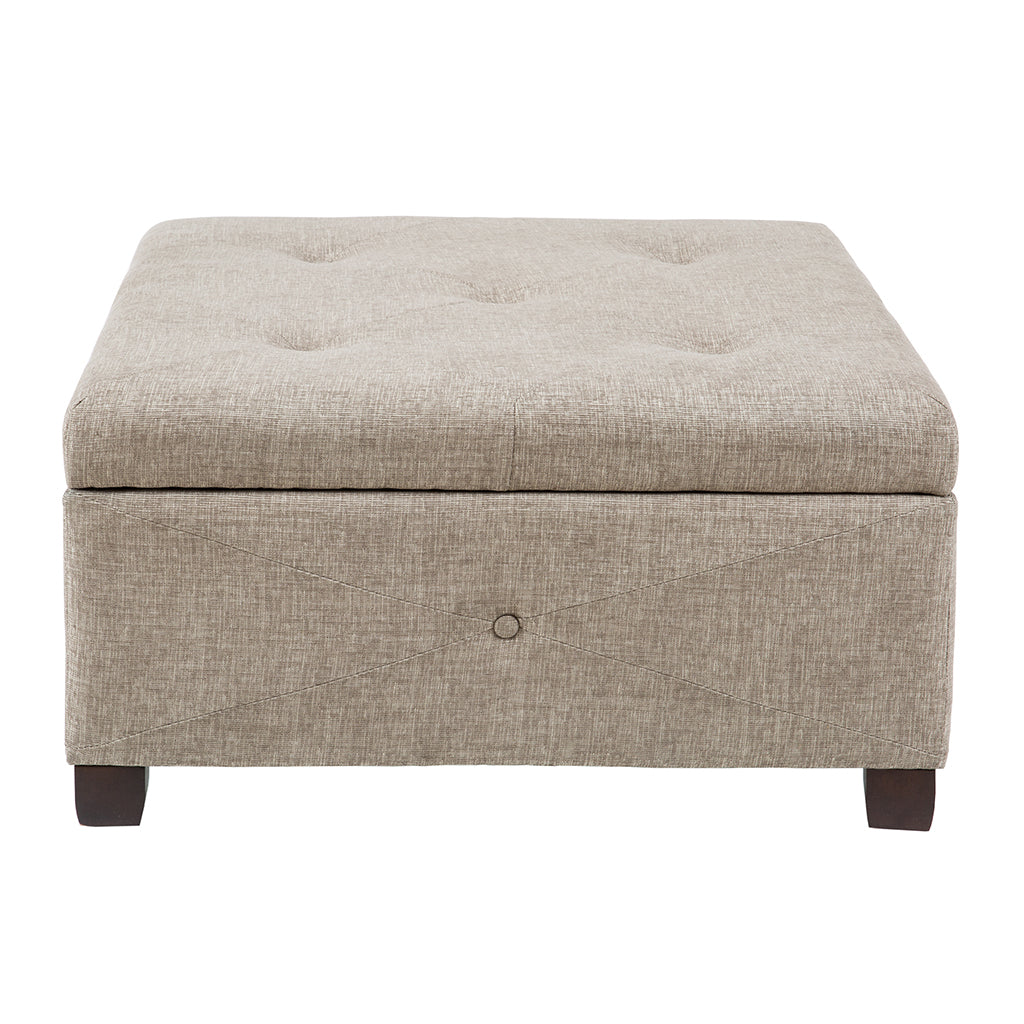 Soft Close Storage Ottoman Sand Polyester