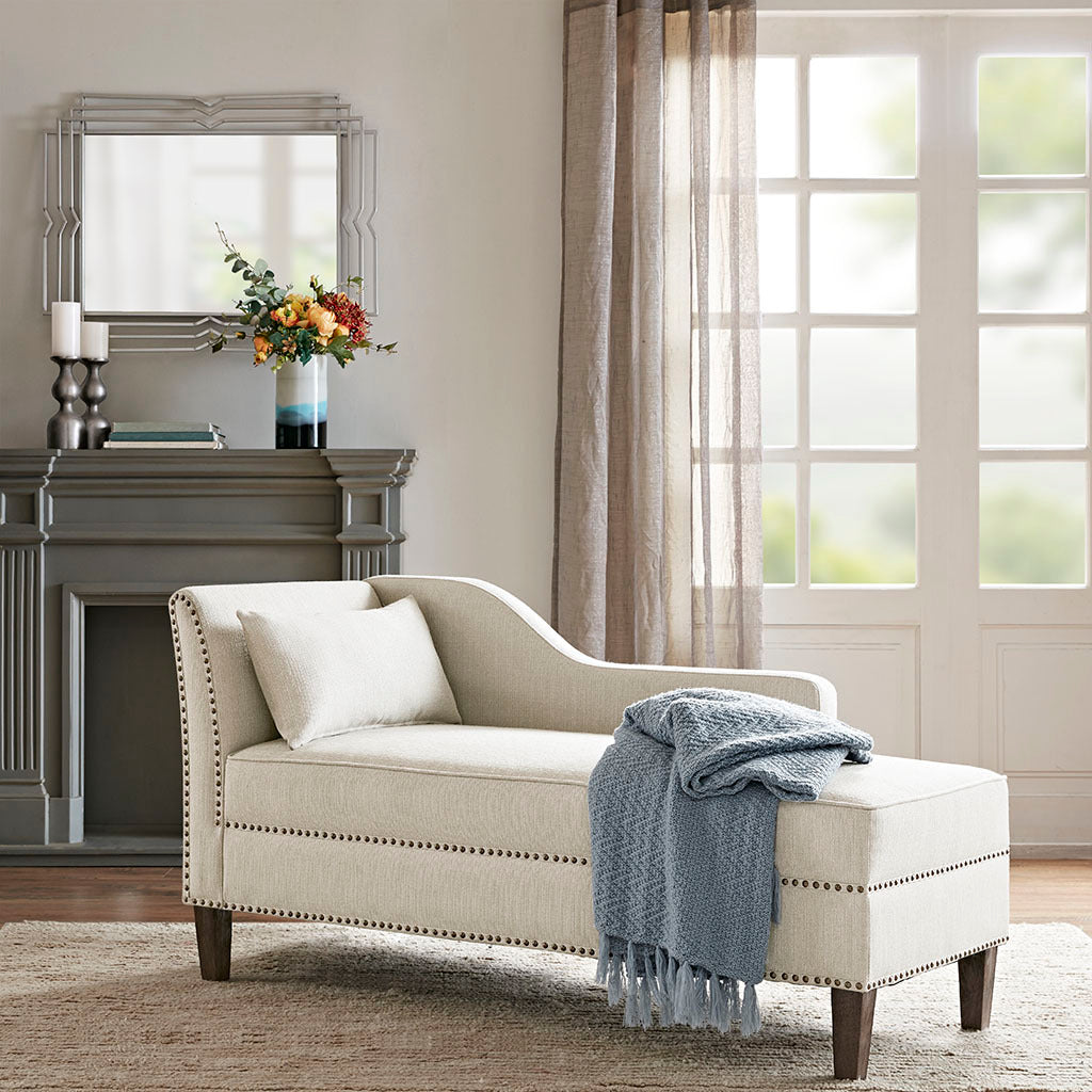 Trinity Accent Chaise Ivory Solid Wood