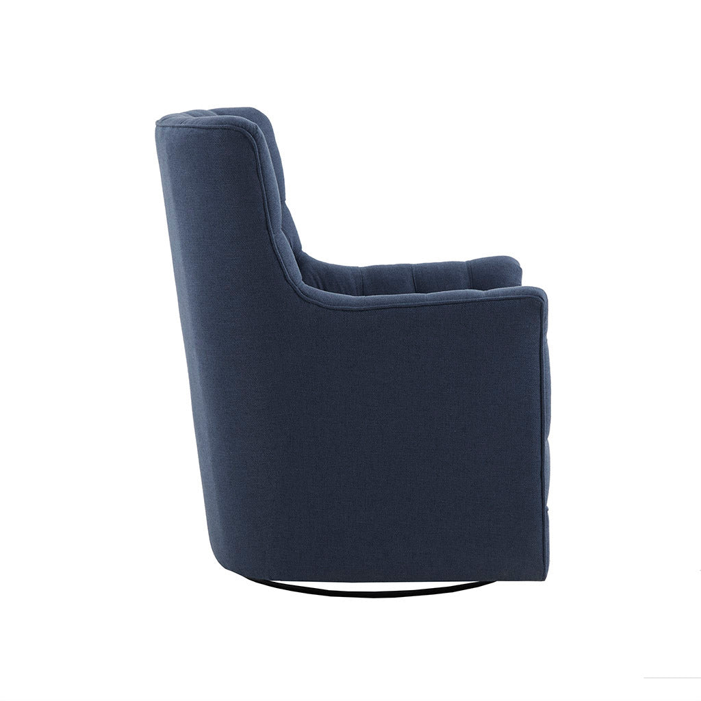 Mathis Swivel Glider Chair Blue Solid Wood
