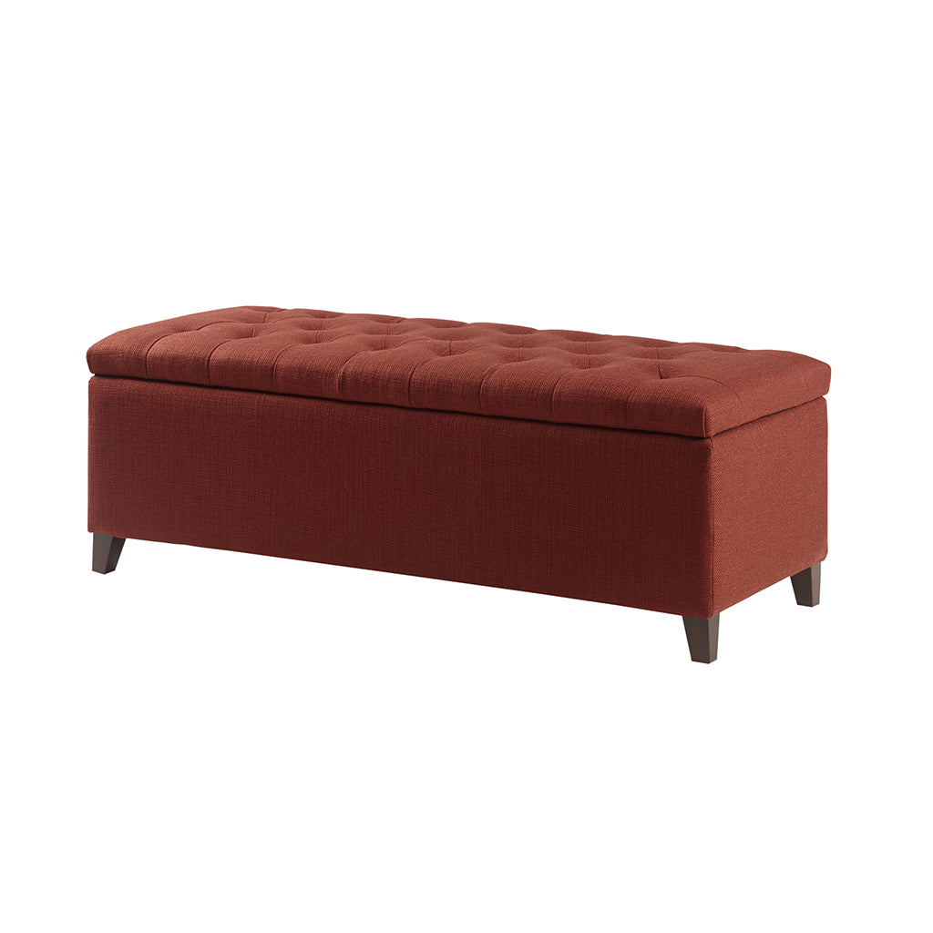 Tufted Top Soft Close Storage Bench rust red-polyester