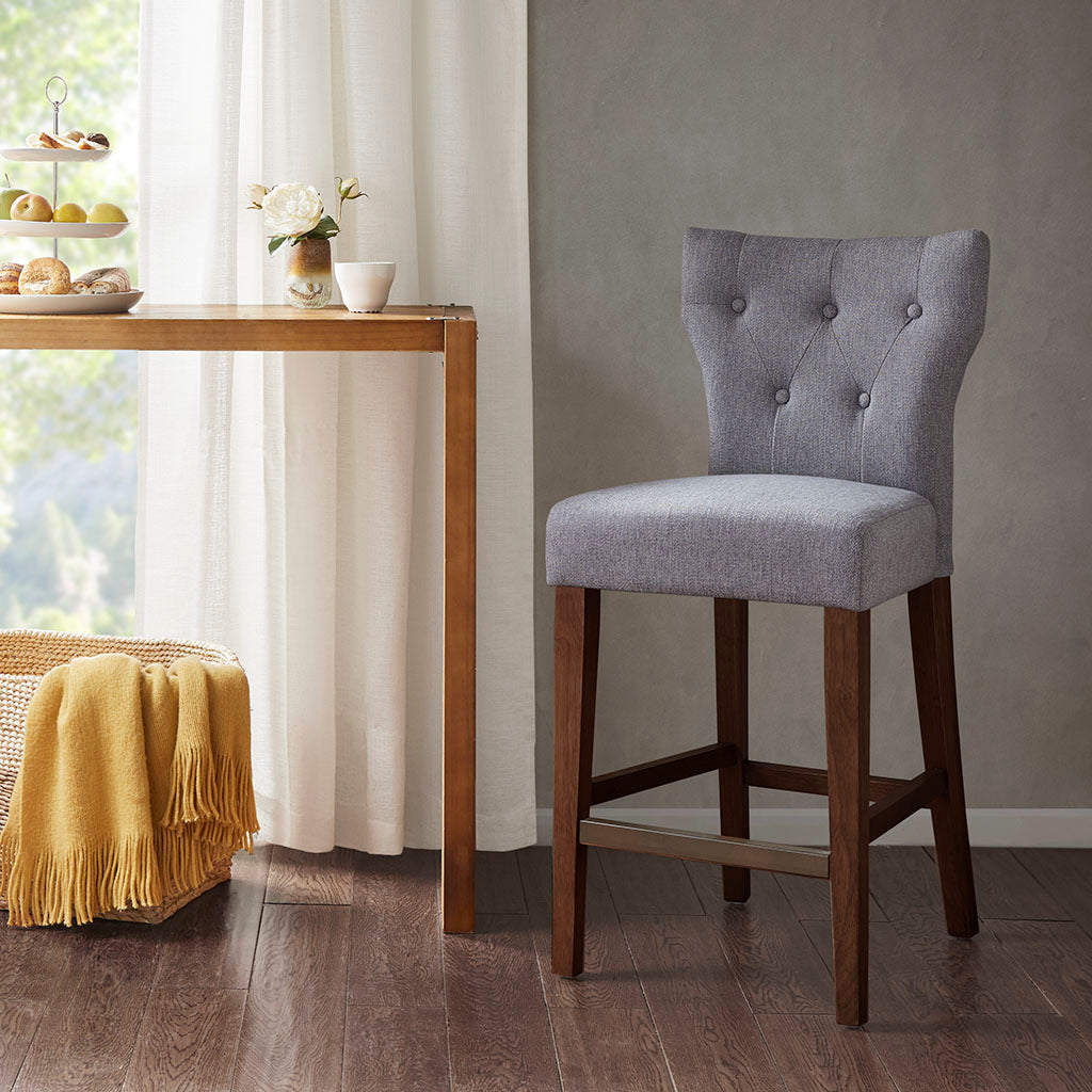 Tufted Back Counter Stool Grey Polyester