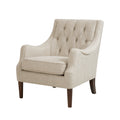 Button Tufted Accent Chair Beige Polyester