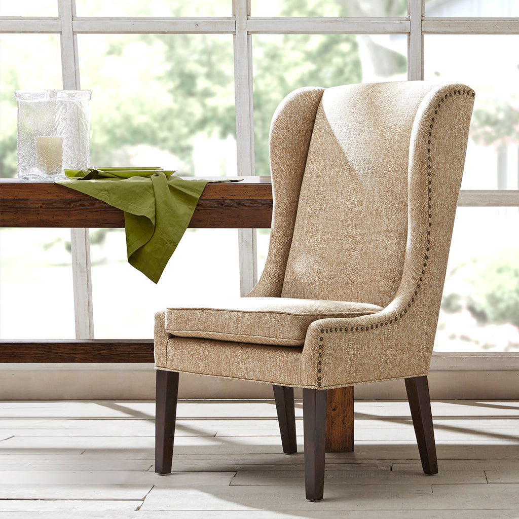 Captains Dining Chair Beige Polyester