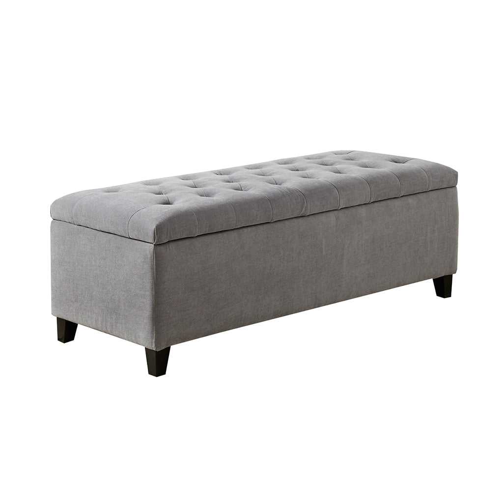 Tufted Top Soft Close Storage Bench Grey Polyester