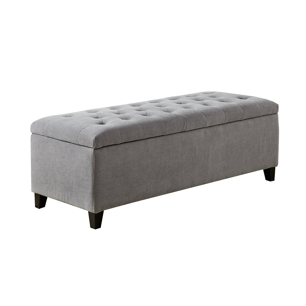 Tufted Top Soft Close Storage Bench grey-polyester