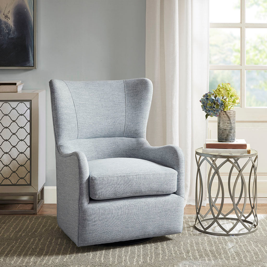 Arianna Swivel Glider Chair Light Blue Solid Wood