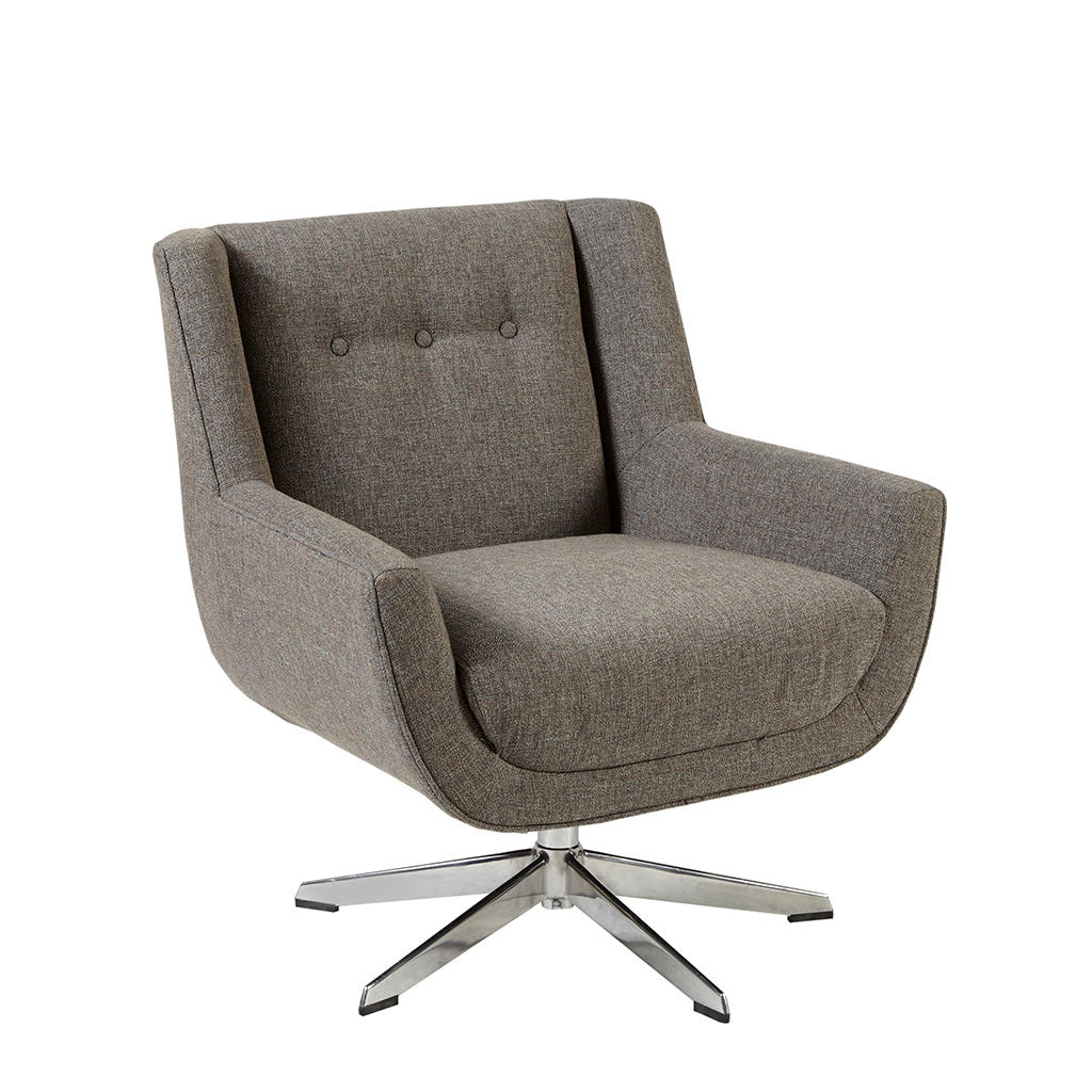 Swivel Lounge Chair, Star Based Swivel Brown Multi Wood