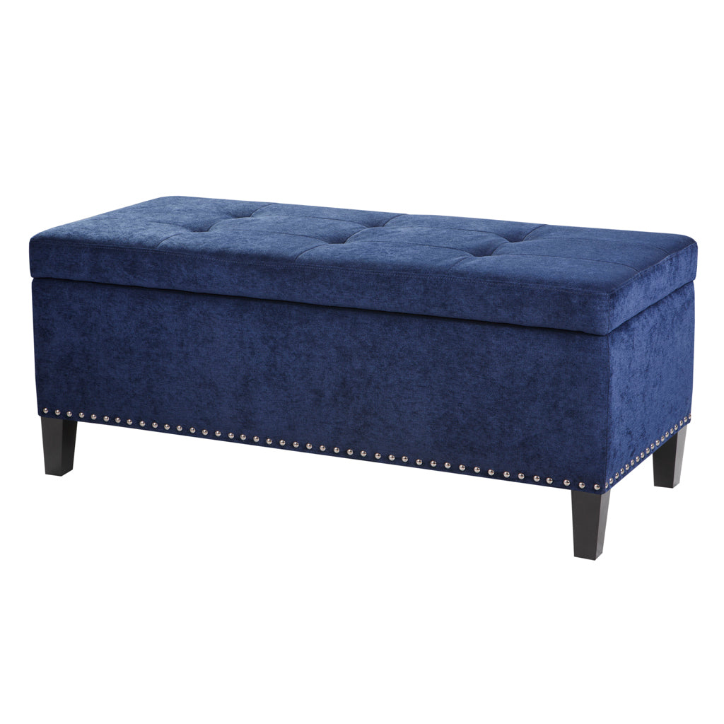 Tufted Top Soft Close Storage Bench blue-polyester
