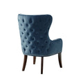 Button Tufted Back Accent Chair Blue Polyester