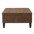 Tufted Square Cocktail Ottoman Brown Wood