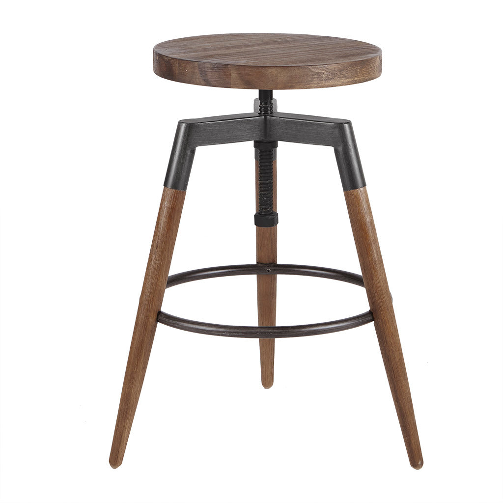 Counter Stool Barstool Adjustable Height Brown Wood