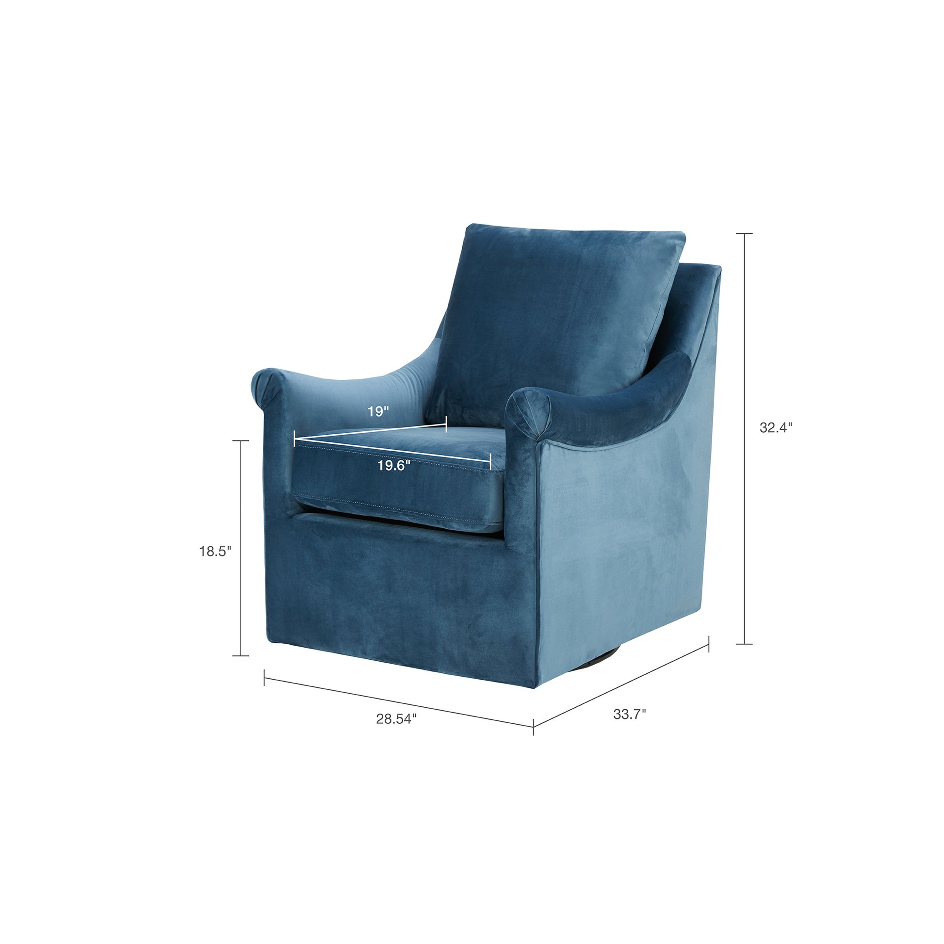 Deanna Swivel Chair Blue Solid Wood