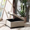 Soft Close Storage Ottoman Sand Polyester
