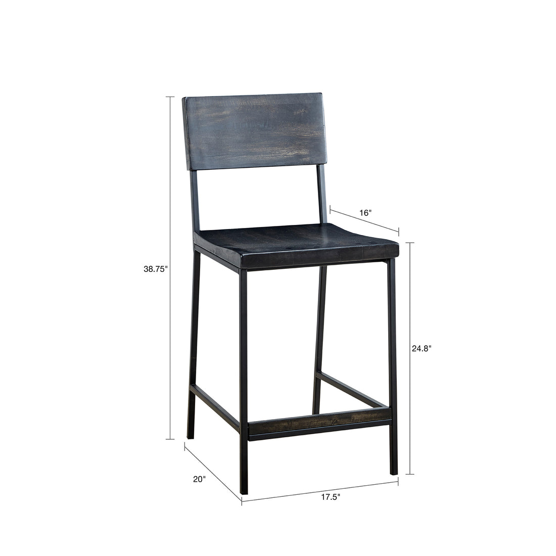 Tacoma 24" Counter Stool Black Wood