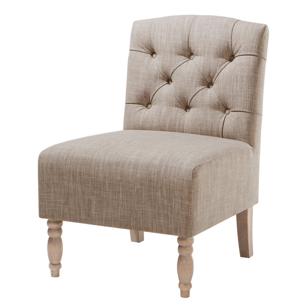 Tufted Armless Chair Beige Polyester