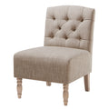 Tufted Armless Chair Beige Polyester