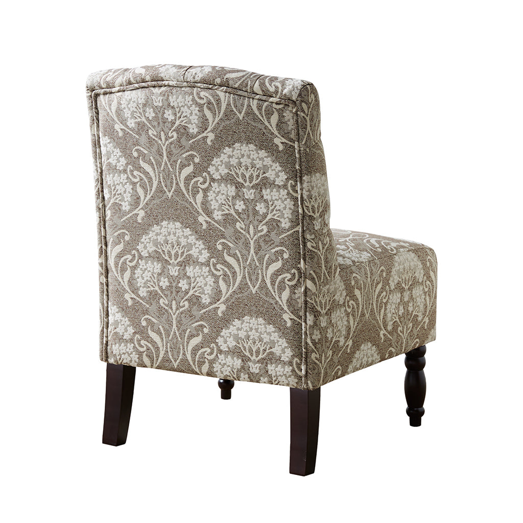 Tufted Armless Chair Taupe Polyester