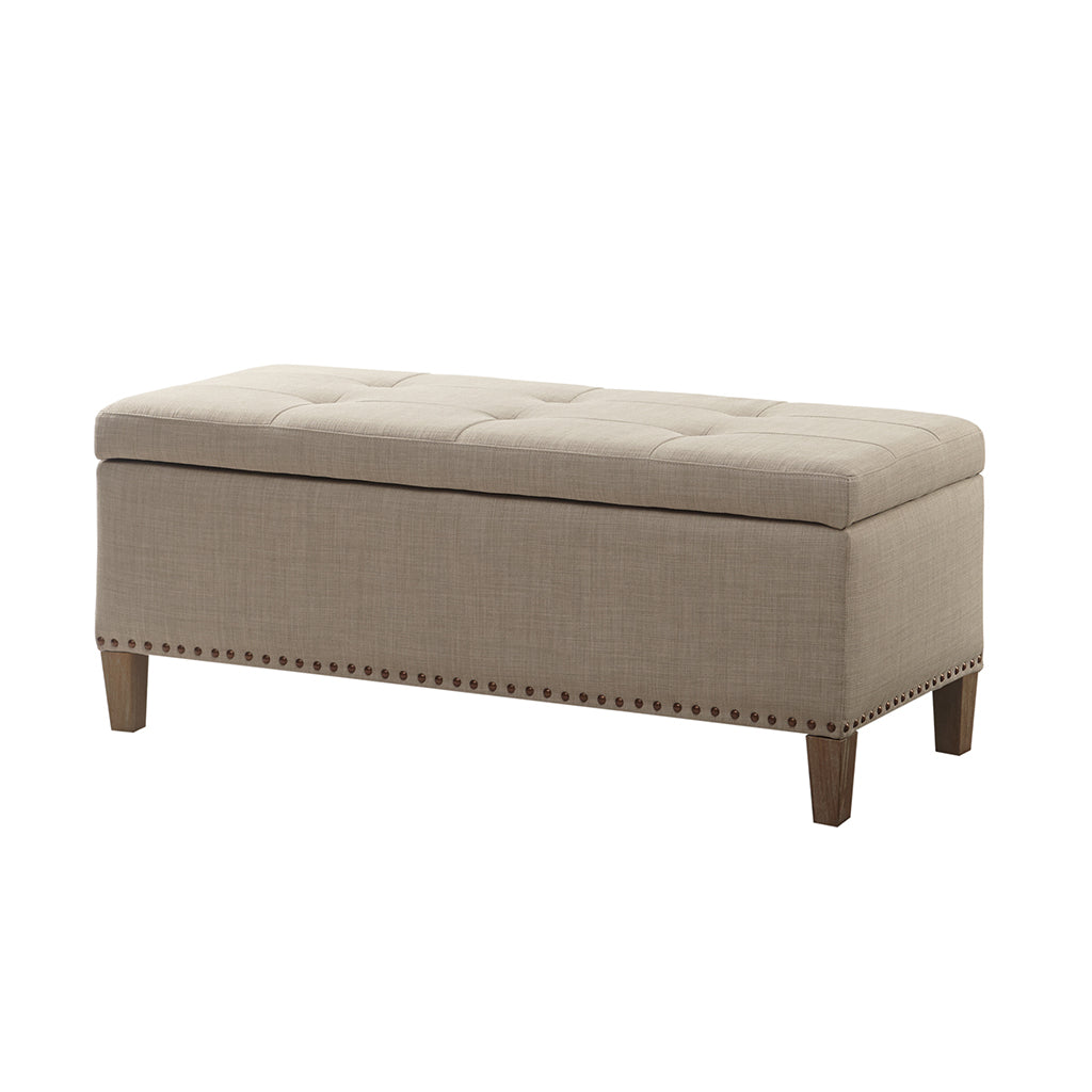Tufted Top Soft Close Storage Bench light grey-polyester