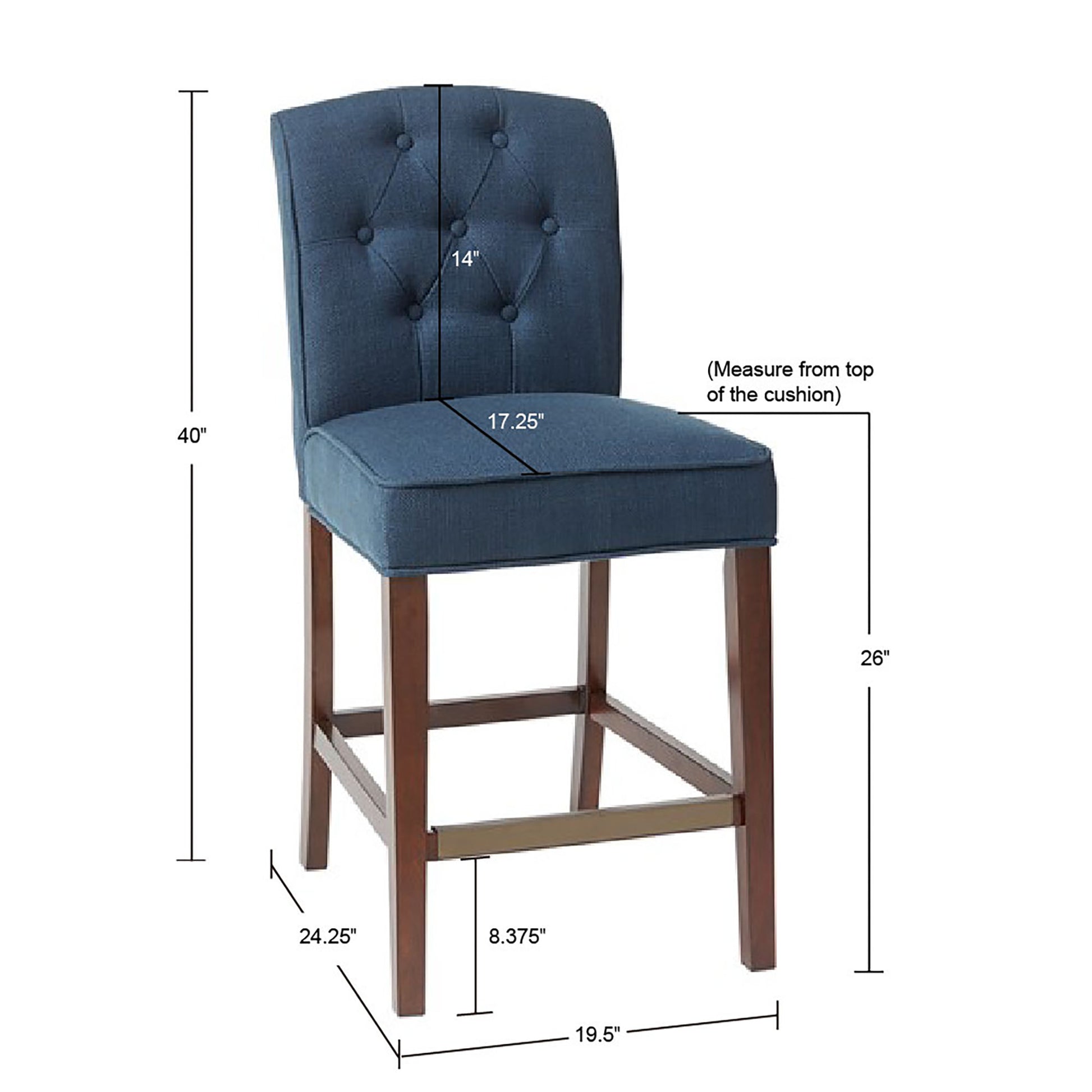 Tufted Counter Stool Navy Polyester