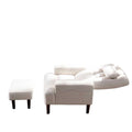 Redde Boo Brand Modern Design Living Room Cream White Recliner Soft Cozy Sofa Chair With Ottoman Cream White Foam Fabric