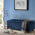 Tufted Top Soft Close Storage Bench Navy Polyester