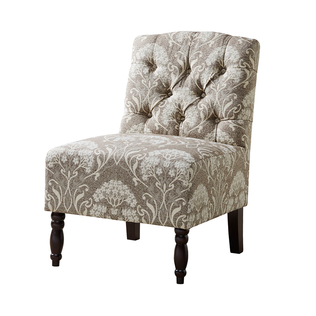 Tufted Armless Chair Taupe Polyester