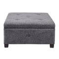 Soft Close Storage Ottoman Charcoal Polyester