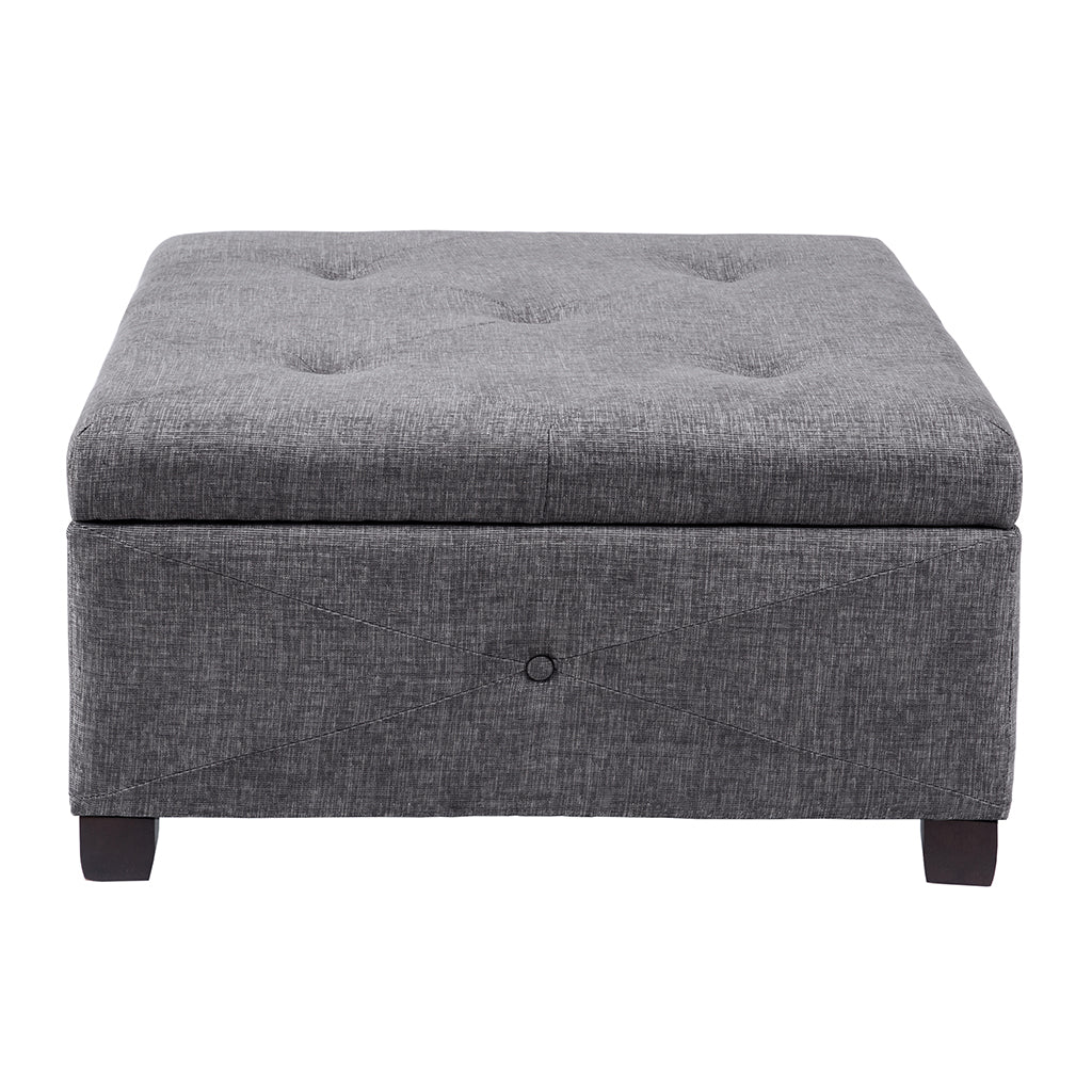 Soft Close Storage Ottoman Charcoal Polyester